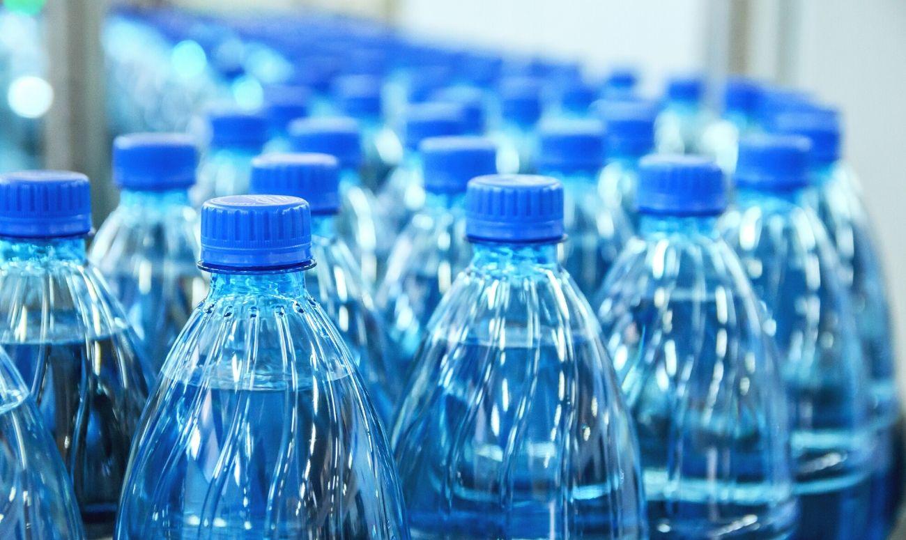 Packed mineral water bottles