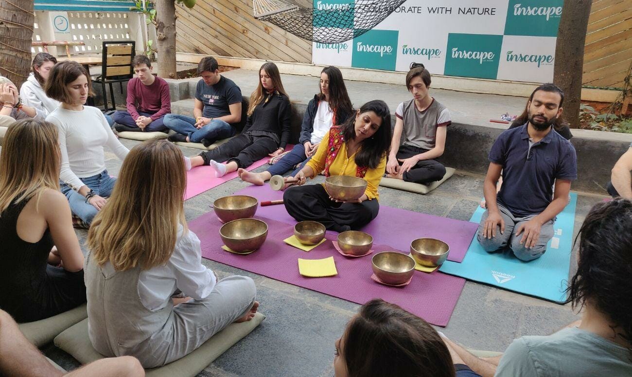 Vidisha Kaushal practising Sound Healing